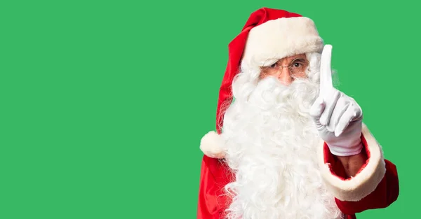 Gutaussehender Mann Mittleren Alters Weihnachtsmann Kostüm Und Bart Der Mit — Stockfoto