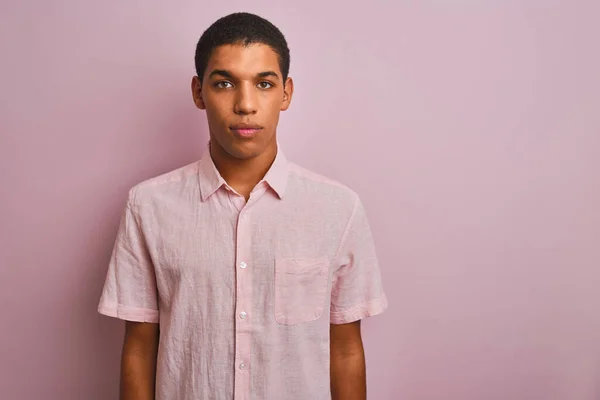 Young Handsome Arab Man Wearing Casual Shirt Standing Isolated Pink — Stock Photo, Image