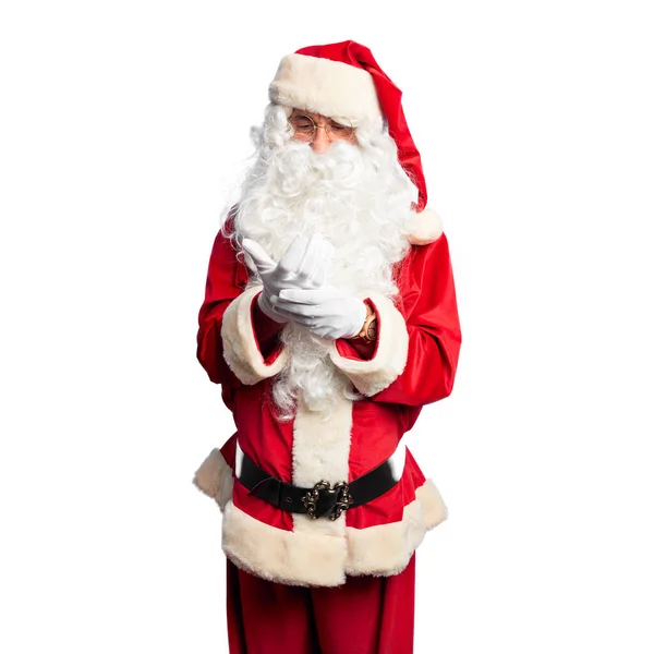 Medioevo Bell Uomo Che Indossa Costume Babbo Natale Barba Piedi — Foto Stock