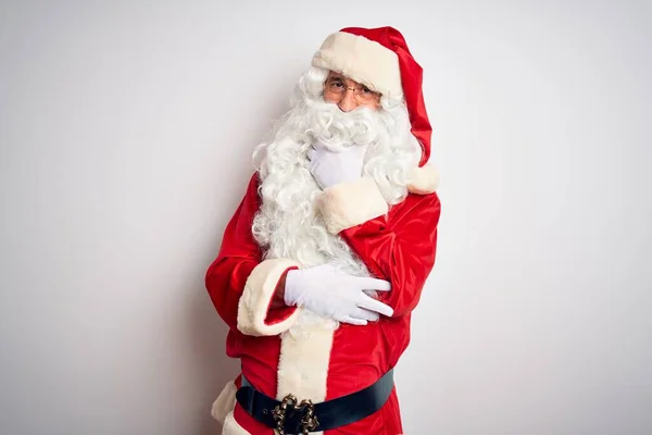 Hombre Guapo Mediana Edad Con Traje Santa Claus Parado Sobre —  Fotos de Stock