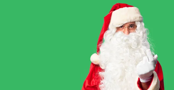 Orta Yaşlı Yakışıklı Noel Baba Kostümü Sakal Takmış Bir Adam — Stok fotoğraf