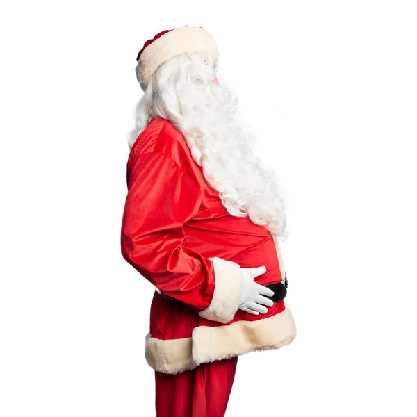 Gutaussehender Mann Mittleren Alters Weihnachtsmann Kostüm Und Bart Zur Seite — Stockfoto