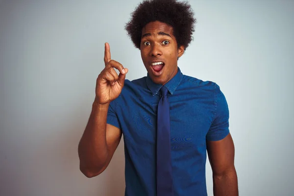 American Business Man Afro Hair Wearing Blue Shirt Tie Isolated — ストック写真