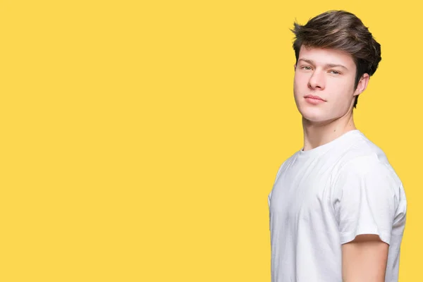 Young Handsome Man Wearing Casual White Shirt Isolated Background Serious — Stock Photo, Image