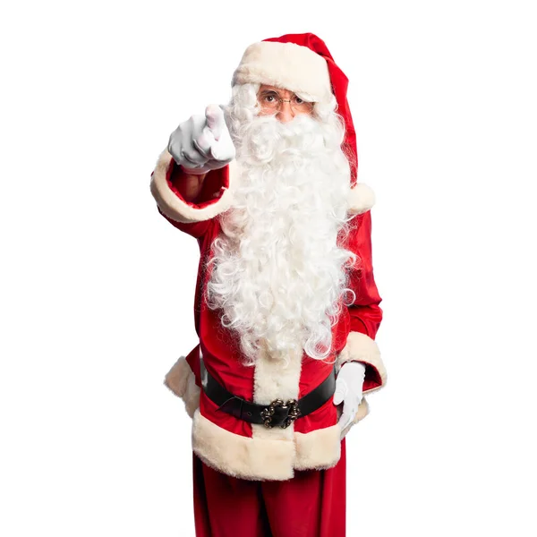 Gutaussehender Mann Mittleren Alters Weihnachtsmann Kostüm Und Bart Der Unzufrieden — Stockfoto