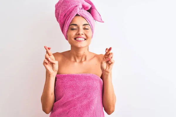 Joven Hermosa Mujer Con Toalla Ducha Después Del Baño Sobre —  Fotos de Stock