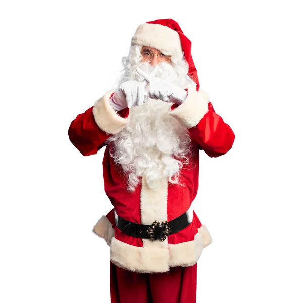 Orta Yaşlı Yakışıklı Adam Noel Baba Kostümü Sakal Takıyor Reddedilme — Stok fotoğraf