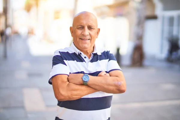 Senior Handsome Man Smiling Wih Happy Confident Standing Smile Face — Stock Photo, Image
