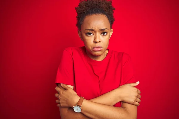 Jovem Mulher Americana Africana Bonita Com Cabelo Afro Sobre Fundo — Fotografia de Stock