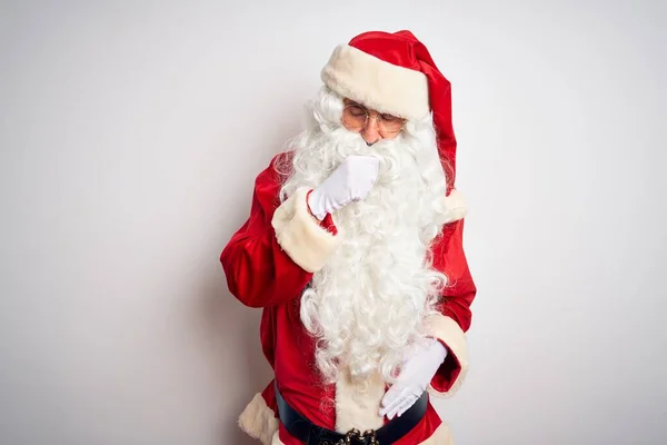 Hombre Guapo Mediana Edad Con Traje Santa Claus Parado Sobre —  Fotos de Stock