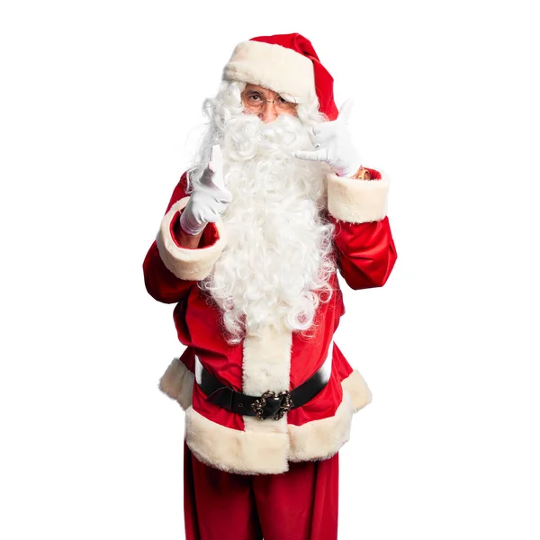 Bell Uomo Mezza Età Che Indossa Costume Babbo Natale Barba — Foto Stock