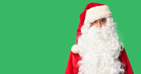 Middle Age Handsome Man Wearing Santa Claus Costume Beard Standing — 스톡 사진