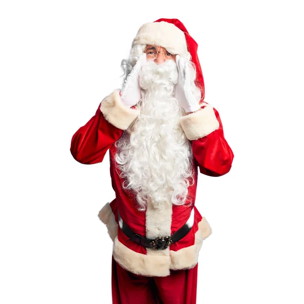 Middle Age Handsome Man Wearing Santa Claus Costume Beard Standing — 스톡 사진