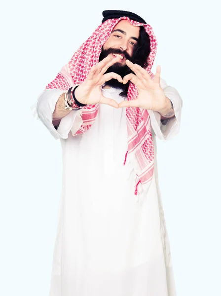 Hombre Negocios Árabe Con Pelo Largo Usando Bufanda Tradicional Keffiyeh — Foto de Stock