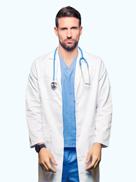 Bell Uomo Medico Che Indossa Uniforme Medica Sfondo Isolato Depresso — Foto Stock