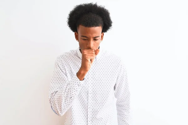 Young African American Man Wearing Elegant Shirt Standing Isolated White — 스톡 사진