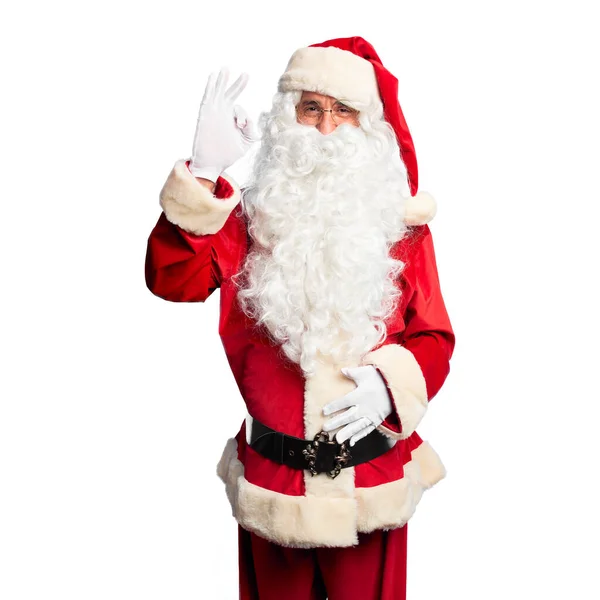 Middle Age Handsome Man Wearing Santa Claus Costume Beard Standing — Stock Photo, Image