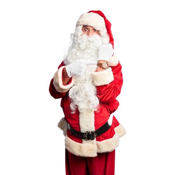 Gutaussehender Mann Mittleren Alters Weihnachtsmann Kostüm Und Bart Der Eile — Stockfoto