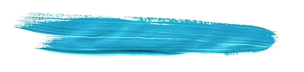 Tyrkysově Modrý Tah Štětce Malování Přes Izolované Pozadí Plátno Akvarel — Stock fotografie