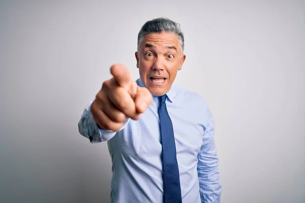 Middle Age Handsome Grey Haired Business Man Wearing Elegant Shirt — Stock Photo, Image