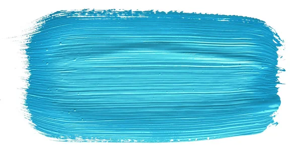 绿松石蓝刷笔划过孤立的背景 帆布水彩画质感 — 图库照片