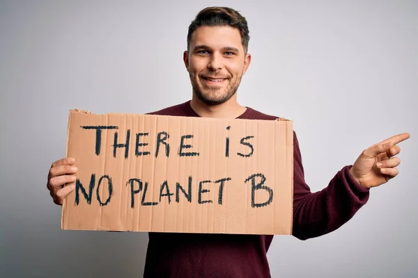 Mladý Aktivista Držící Protestní Prapor Pro Změnu Klimatu Změnu Životního — Stock fotografie