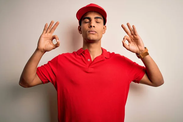 Young Handsome African American Man Wearing Casual Polo Cap Red — Stock Photo, Image