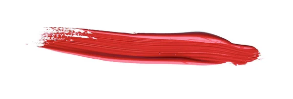Rood Gekleurde Penseelstreek Schilferend Geïsoleerde Achtergrond Canvas Aquareltextuur Rode Lippenstift — Stockfoto