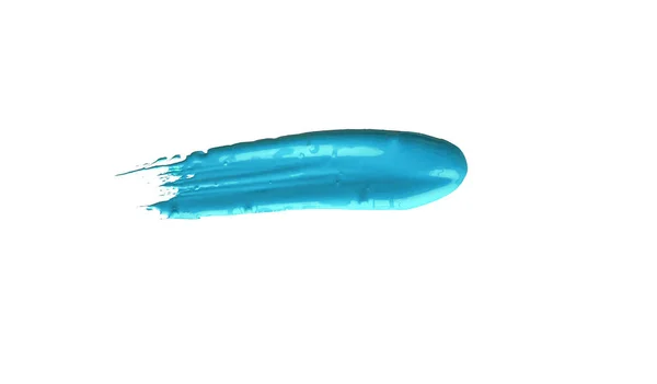 Coup Pinceau Bleu Turquoise Sur Fond Isolé Texture Aquarelle Toile — Photo