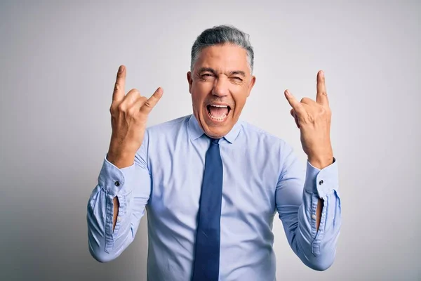 Homem Negócios Bonito Cabelos Grisalhos Meia Idade Vestindo Camisa Elegante — Fotografia de Stock