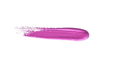 İzole edilmiş arkaplanda kırmızı renkli fırça darbesi, tuval suluboya dokusu, pembe ruj lekesi