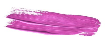 İzole edilmiş arkaplanda kırmızı renkli fırça darbesi, tuval suluboya dokusu, pembe ruj lekesi