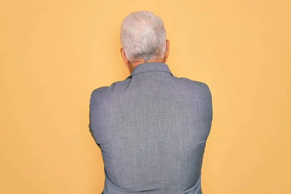 Hombre Negocios Guapo Pelo Gris Mediana Edad Con Gafas Sobre — Foto de Stock