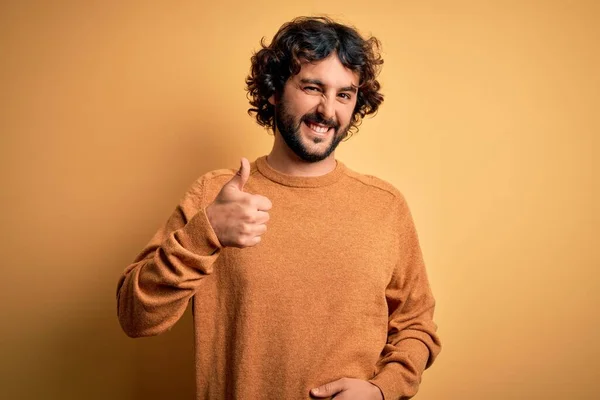 Giovane Bell Uomo Con Barba Che Indossa Maglione Casual Piedi — Foto Stock