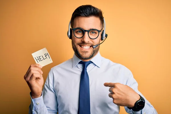 Business Operator Man Met Customer Service Headset Van Call Center — Stockfoto