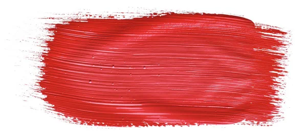 Pincelada Color Rojo Paiting Sobre Fondo Aislado Textura Acuarela Lona —  Fotos de Stock