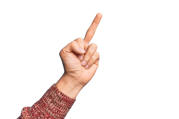 Hand Caucasian Young Man Showing Fingers Isolated White Background Showing — Stock Photo, Image