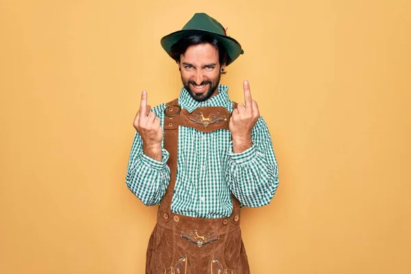 Young Handsome Man Wearing Tratidional German Octoberfest Custome Germany Festival — Stockfoto