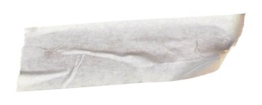 İzole edilmiş arkaplan üzerinde beyaz yapışkan kağıt bant, boş bağlanma ambalaj buruşuk yapıştırma etiketi