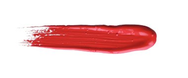 İzole edilmiş arkaplanda kırmızı renkli fırça darbesi, tuval suluboya dokusu, kırmızı ruj lekesi