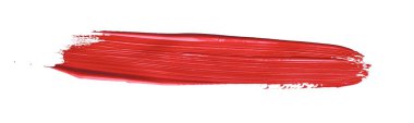 İzole edilmiş arkaplanda kırmızı renkli fırça darbesi, tuval suluboya dokusu, kırmızı ruj lekesi