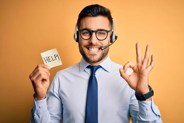 Business Operator Man Met Customer Service Headset Van Call Center — Stockfoto