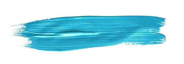 Pincelada Azul Turquesa Pincelada Sobre Fundo Isolado Textura Aquarela Lona — Fotografia de Stock