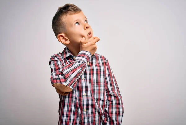 Jong Klein Blank Kind Met Blauwe Ogen Dragen Elegante Shirt — Stockfoto