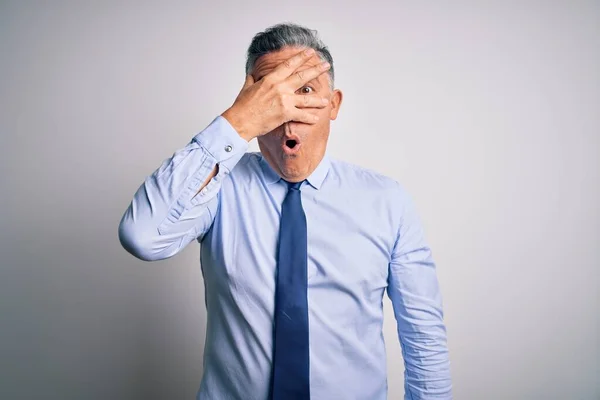 Middle Age Handsome Grey Haired Business Man Wearing Elegant Shirt — Stock Photo, Image