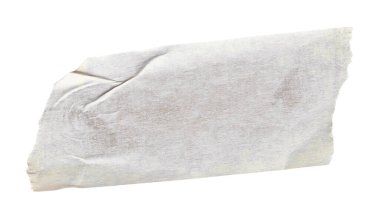 İzole edilmiş arkaplan üzerinde beyaz yapışkan kağıt bant, boş bağlanma ambalaj buruşuk yapıştırma etiketi