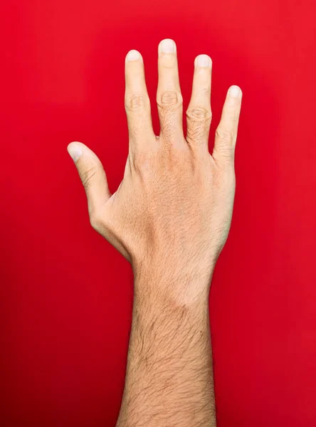 Красива Рука Людини Показує Ять Пальців Вгору — стокове фото