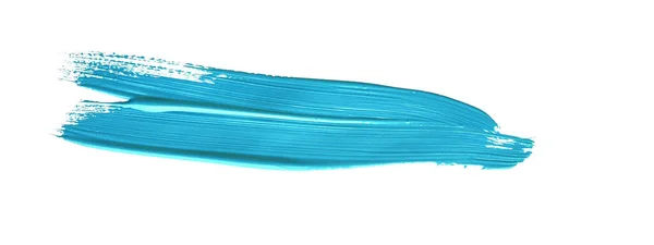 Coup Pinceau Bleu Turquoise Sur Fond Isolé Texture Aquarelle Toile — Photo