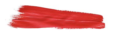 İzole edilmiş arkaplanda kırmızı renkli fırça darbesi, tuval suluboya dokusu, kırmızı ruj lekesi
