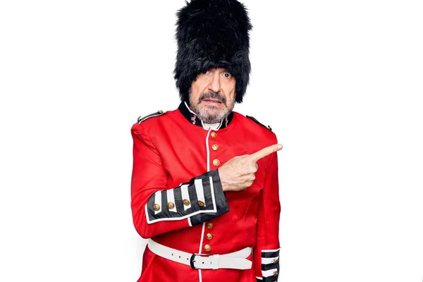 Middle Age Handsome Wales Guard Man Wearing Traditional Uniform White — Stock Photo, Image